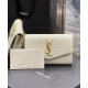 Replica YSL Saint Laurent Uptown Chain Wallet In Crocodile-Embossed Shiny Leather White