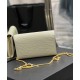 Replica YSL Saint Laurent Uptown Chain Wallet In Crocodile-Embossed Shiny Leather White