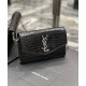 Replica YSL Saint Laurent Uptown Chain Wallet In Crocodile-Embossed Shiny Leather Black