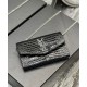 Replica YSL Saint Laurent Uptown Chain Wallet In Crocodile-Embossed Shiny Leather Black