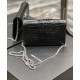 Replica YSL Saint Laurent Uptown Chain Wallet In Crocodile-Embossed Shiny Leather Black