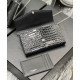 Replica YSL Saint Laurent Uptown Chain Wallet In Crocodile-Embossed Shiny Leather Black