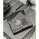 Replica YSL Saint Laurent Uptown Chain Wallet In Crocodile-Embossed Shiny Leather Black