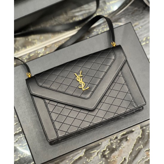Replica YSL Saint Laurent Gaby Satchel In Quilted Lambskin Black Replica YSL Saint Laurent Gaby Satchel In Quilted Lambskin Black