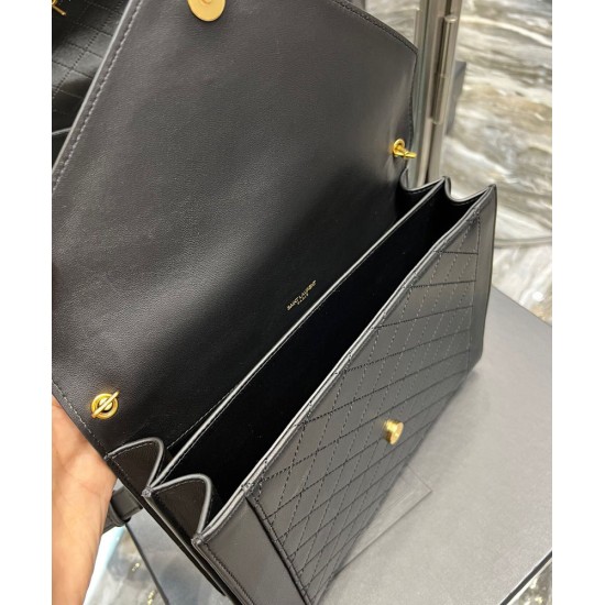Replica YSL Saint Laurent Gaby Satchel In Quilted Lambskin Black Replica YSL Saint Laurent Gaby Satchel In Quilted Lambskin Black