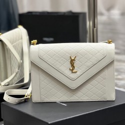 Replica YSL Saint Laurent Gaby Satchel In Quilted Lambskin White