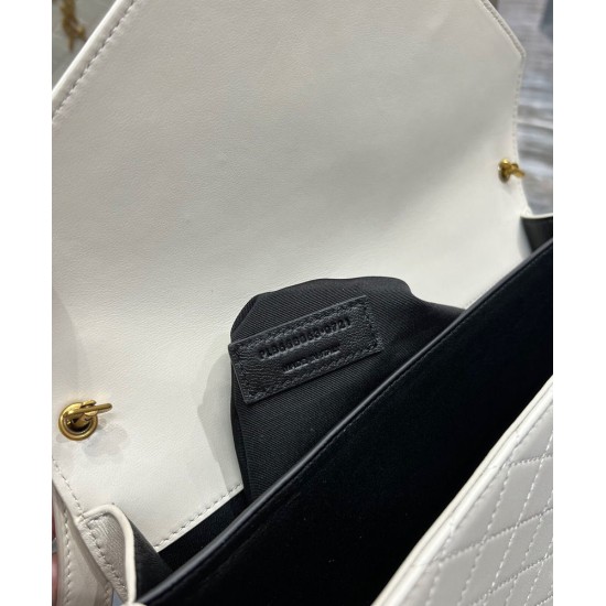Fake YSL Saint Laurent Gaby Satchel In Quilted Lambskin White Replica Replica YSL Saint Laurent Gaby Satchel In Quilted Lambskin White