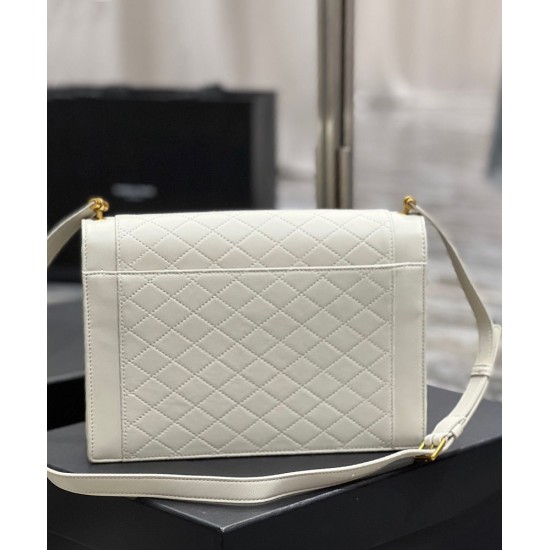 Fake YSL Saint Laurent Gaby Satchel In Quilted Lambskin White Replica Replica YSL Saint Laurent Gaby Satchel In Quilted Lambskin White