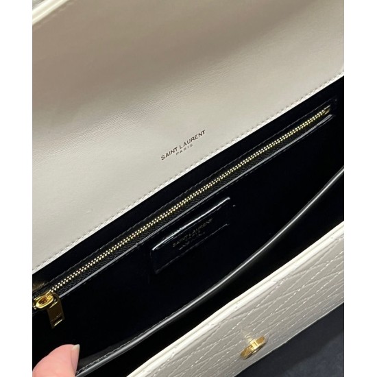 Fake YSL Saint Laurent Gaby Satchel In Quilted Lambskin White Replica Replica YSL Saint Laurent Gaby Satchel In Quilted Lambskin White