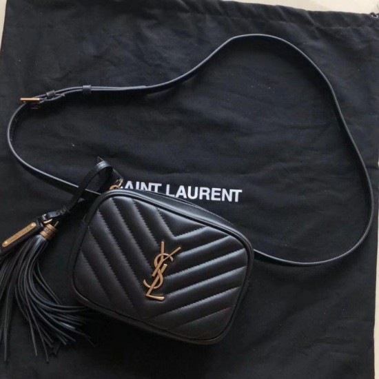 Fake YSL Saint Laurent Monogram Lou Lou Camera Bag Black Replica