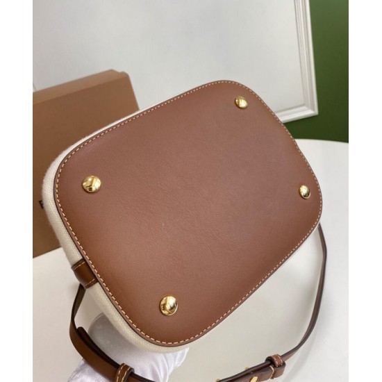 Replica Burberry Small Logo Graphic Cotton Canvas Peggy Bucket Bag Cream