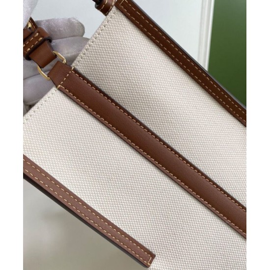 Replica Burberry Small Logo Graphic Cotton Canvas Peggy Bucket Bag Cream