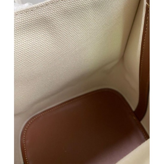 Replica Burberry Small Logo Graphic Cotton Canvas Peggy Bucket Bag Cream