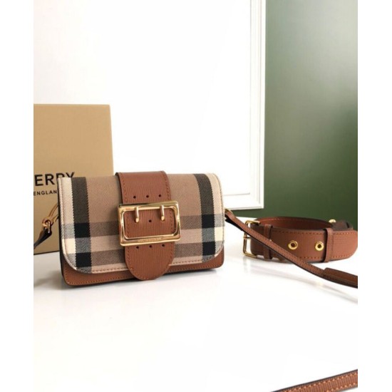 Replica Burberry Small Buckle Crossbody Bag Coffee