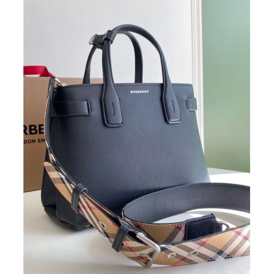 Replica Burberry The Banner Small Leather Bag Black