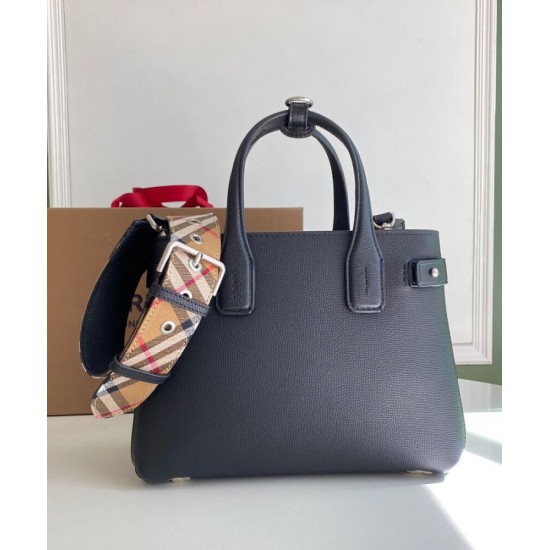 Replica Burberry The Banner Small Leather Bag Black