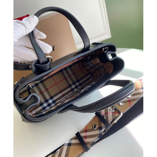 Replica Burberry The Banner Small Leather Bag Black