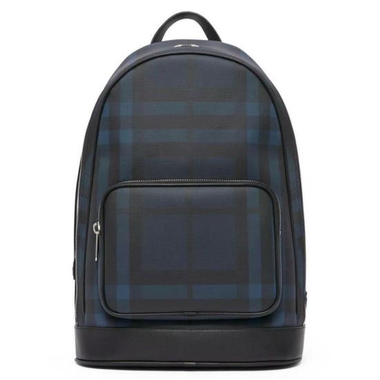 Replica Burberry London Check and Leather Backpack Dark Blue