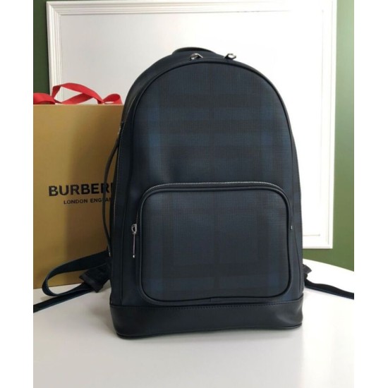 Replica Burberry London Check and Leather Backpack Dark Blue