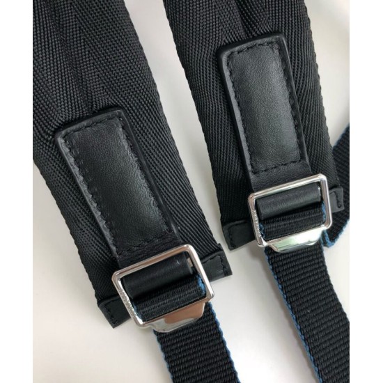 Replica Burberry London Check and Leather Backpack Dark Blue