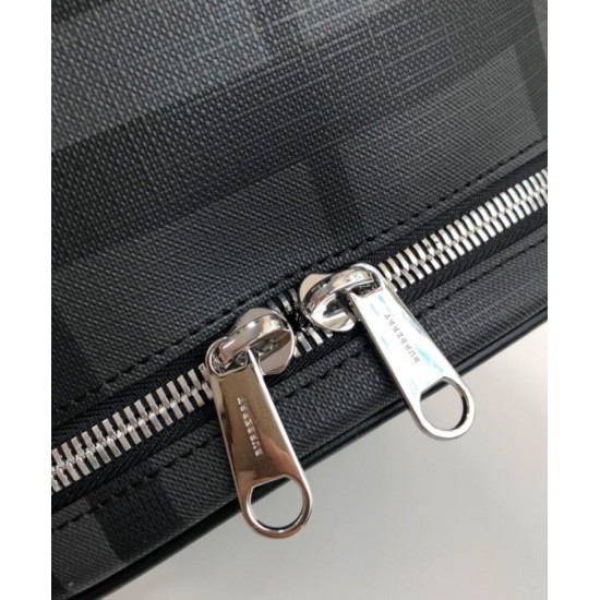 Fake Burberry London Check and Leather Backpack Black Replica
