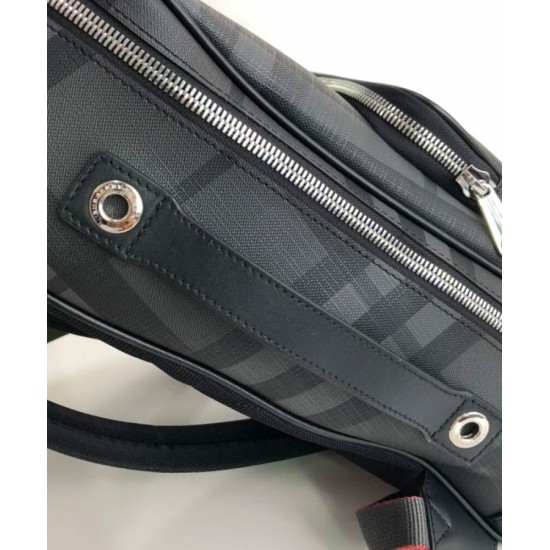 Fake Burberry London Check and Leather Backpack Black Replica