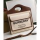 Fake Burberry Medium Two-tone Canvas and Leather Pocket Bag Coffee Replica