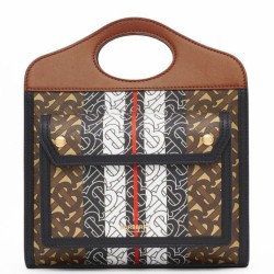Fake Burberry Mini Monogram Stripe E-canvas Pocket Bag Coffee Replica