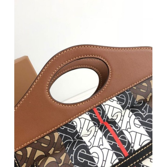 Fake Burberry Mini Monogram Stripe E-canvas Pocket Bag Coffee Replica