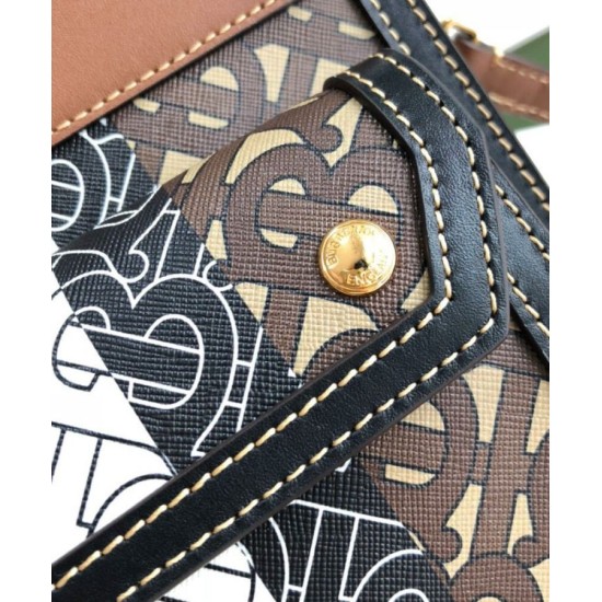 Fake Burberry Mini Monogram Stripe E-canvas Pocket Bag Coffee Replica