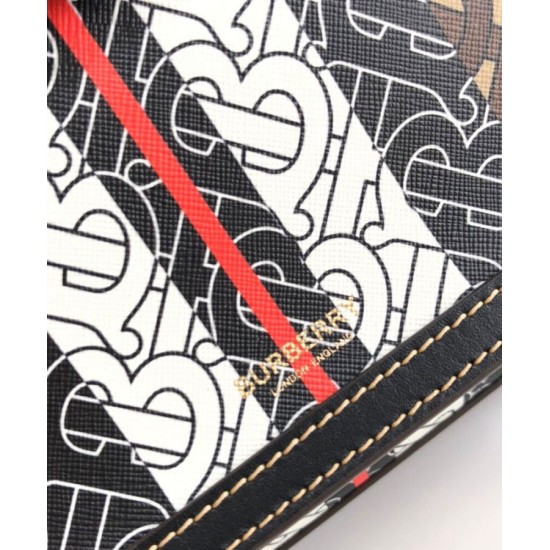 Fake Burberry Mini Monogram Stripe E-canvas Pocket Bag Coffee Replica