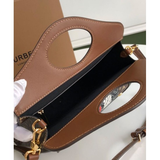 Fake Burberry Mini Monogram Stripe E-canvas Pocket Bag Coffee Replica