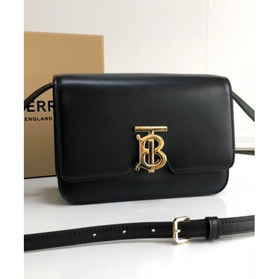 Replica Burberry Small Leather TB Bag Black