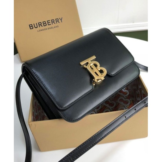 Replica Burberry Small Leather TB Bag Black