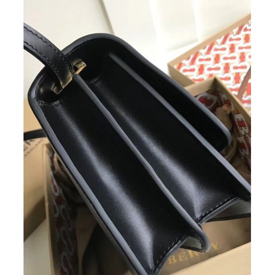 Replica Burberry Small Leather TB Bag Black