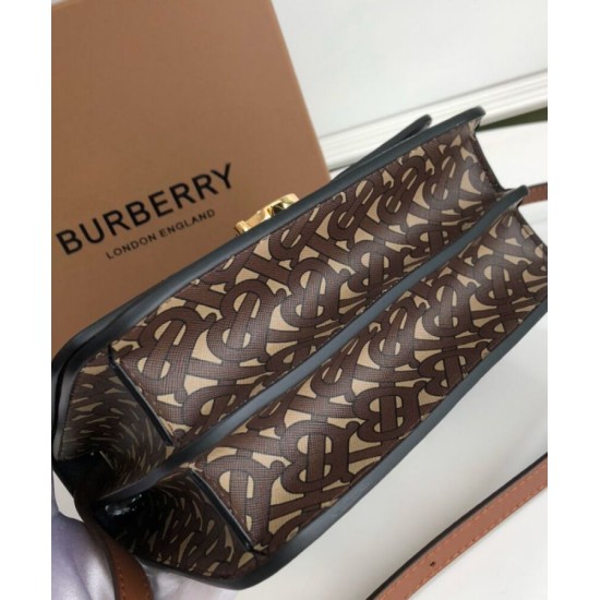 Replica Burberry Small Monogram Stripe E-canvas TB Bag Coffee