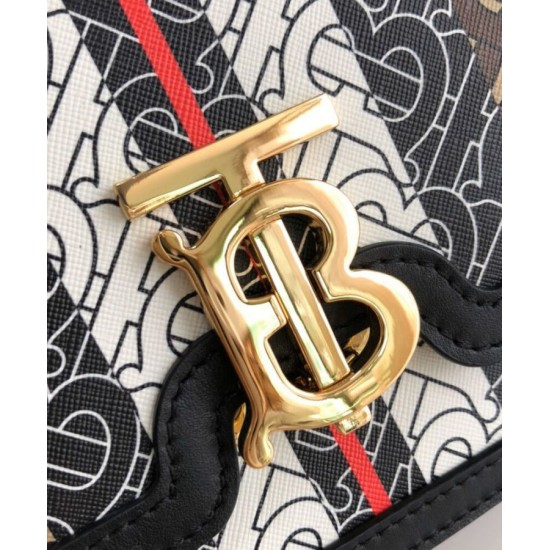 Replica Burberry Small Monogram Stripe E-canvas TB Bag Coffee