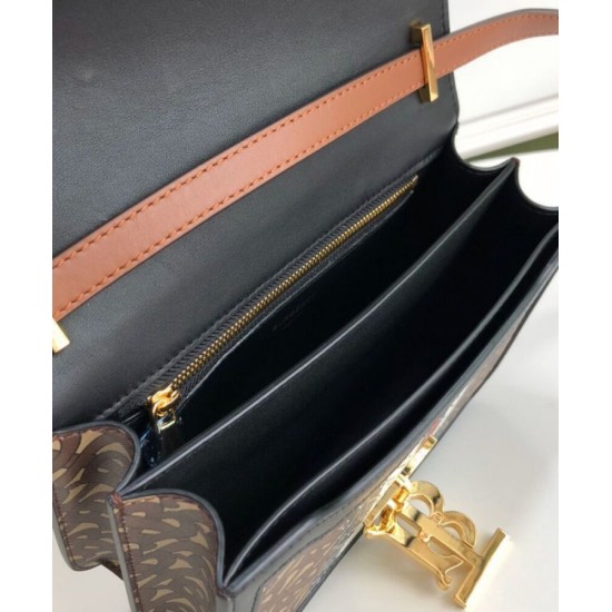 Replica Burberry Small Monogram Stripe E-canvas TB Bag Coffee