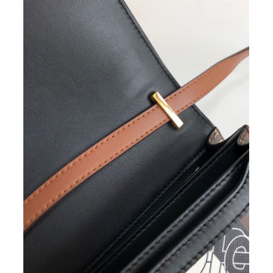 Replica Burberry Small Monogram Stripe E-canvas TB Bag Coffee