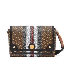 Replica Burberry Monogram Stripe E-canvas Note Crossbody Bag Coffee