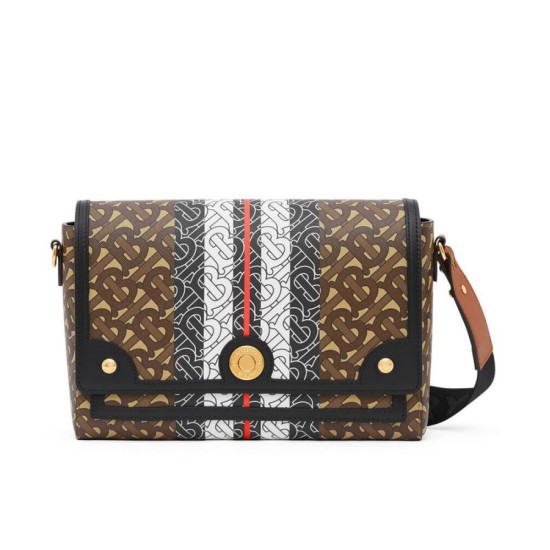 Replica Burberry Monogram Stripe E-canvas Note Crossbody Bag Coffee