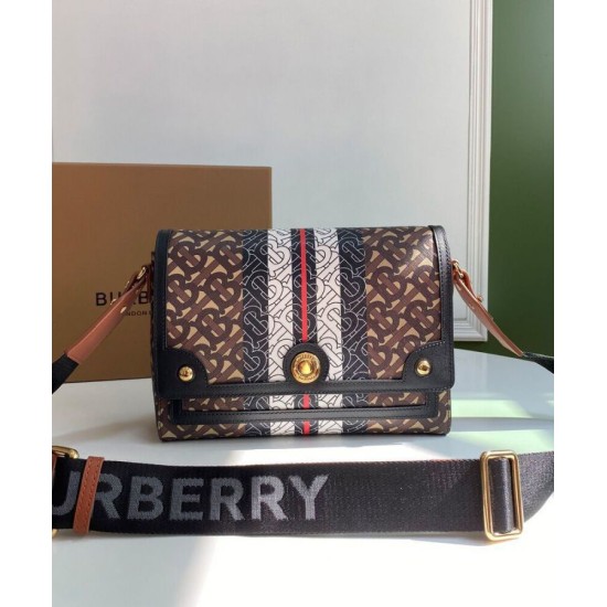 Replica Burberry Monogram Stripe E-canvas Note Crossbody Bag Coffee
