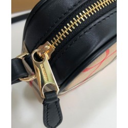 Fake Burberry Small Vintage Check and Leather Camera Bag Apricot Replica