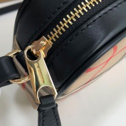 Fake Burberry Small Vintage Check and Leather Camera Bag Apricot Replica