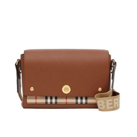 Replica Burberry Leather and Vintage Check Note Crossbody Bag Coffee Replica Burberry Leather and Vintage Check Note Crossbody Bag Coffee