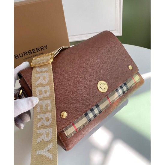 Replica Burberry Leather and Vintage Check Note Crossbody Bag Coffee Replica Burberry Leather and Vintage Check Note Crossbody Bag Coffee