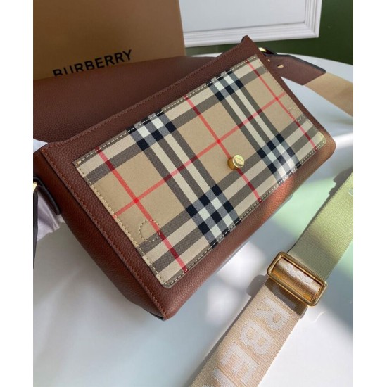 Replica Burberry Leather and Vintage Check Note Crossbody Bag Coffee Replica Burberry Leather and Vintage Check Note Crossbody Bag Coffee