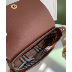 Replica Burberry Leather and Vintage Check Note Crossbody Bag Coffee