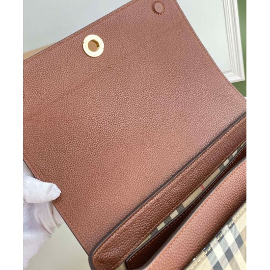 Replica Burberry Leather and Vintage Check Note Crossbody Bag Coffee Replica Burberry Leather and Vintage Check Note Crossbody Bag Coffee