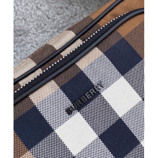 Fake Burberry Check Cotton Crossbody Bag Coffee Replica